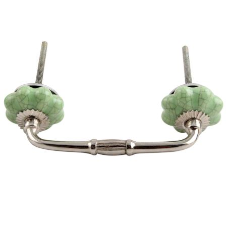 Green Crackle Melon Ceramic Bridge Handles